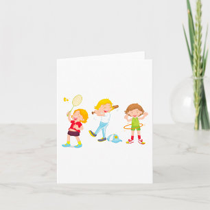 Tarjeta Actividad infantil de niños practicando deportes