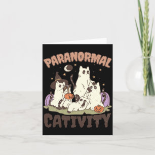 Tarjeta Actividad Paranormal Gatito Negro Retro de Hallowe