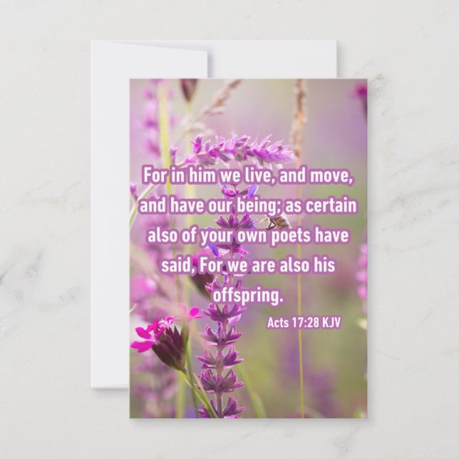Tarjeta Actos 17:28 KJV Biblia Verse Pic Greeting (Anverso)