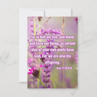 Tarjeta Actos 17:28 KJV Biblia Verse Pic Greeting