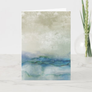Tarjeta Acuarela abstracta del océano en azul y beige