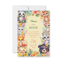 Acuarela Animales silvestres niños feliz cumpleaño