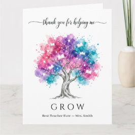 Tarjeta Acuarela Árbol Gran Agradecimiento al Profesor