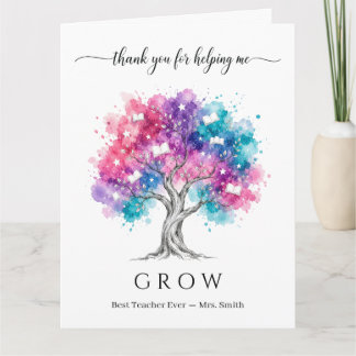 Tarjeta Acuarela Árbol Gran Agradecimiento al Profesor