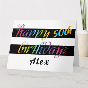 Tarjeta Acuarela arcoiris 50 o cualquier saludo de cumplea