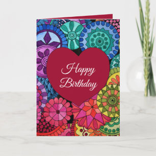Tarjeta Acuarela Arcoiris Mandala con corazón