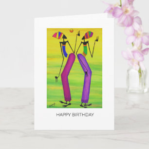 Tarjeta Acuarela, arte africano, Sun Fiesta cumpleaños