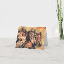 Tarjeta Acuarela artística de los caballos que pinta