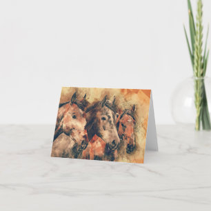 Tarjeta Acuarela artística de los caballos que pinta