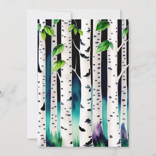 Tarjeta Acuarela Aspen Trees Saludo Plano (Anverso)