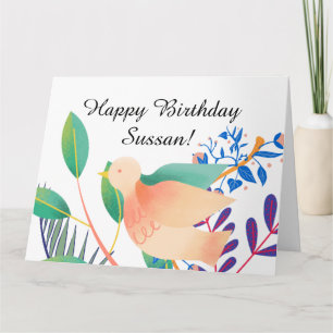 Tarjeta Acuarela Ave Feliz Cumpleaños Deseos Fotográficos 