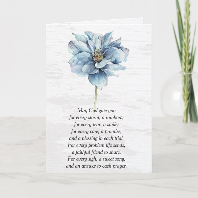 Tarjeta Acuarela azul Dahlia Flor pensando en ti (Anverso)