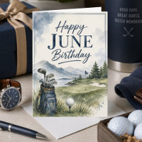 Acuarela Azul Verde Cumpleaños Masculino Golf Juni