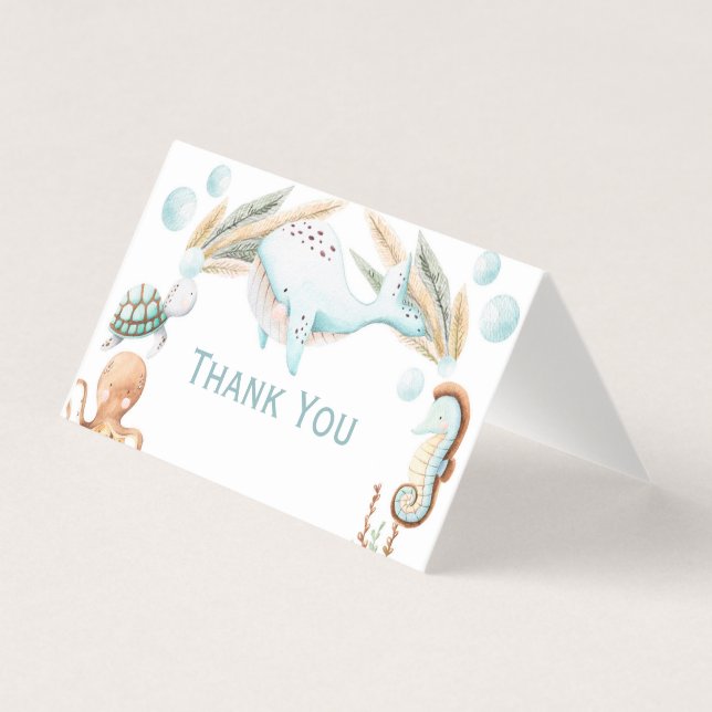 Tarjeta Acuarela bajo la fiesta de cumpleaños del mar Grac (Anverso)