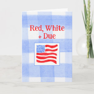 Tarjeta Acuarela Bandera de EE. UU. Cuadros Rojo Blanco Po
