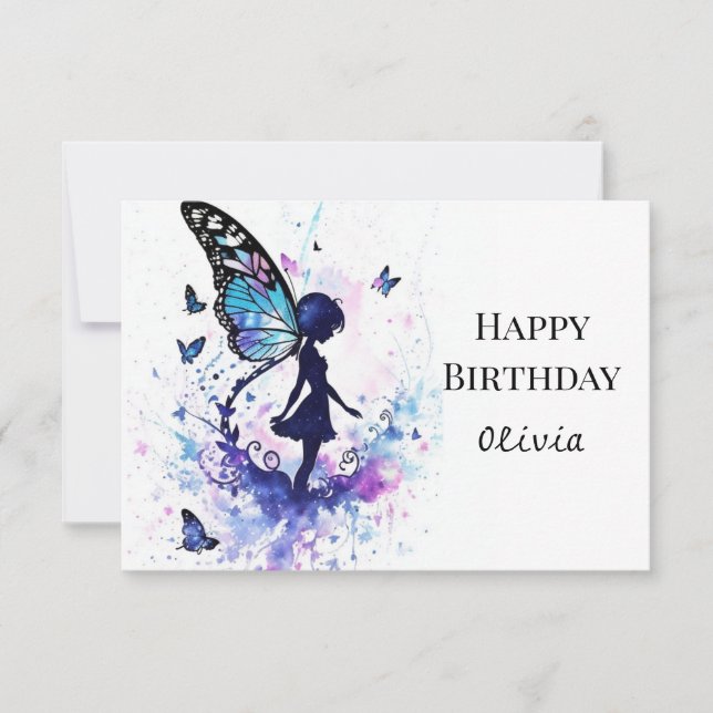 Tarjeta Acuarela Boho Magic Fairy Birday (Anverso)