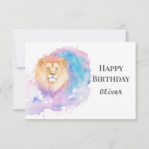 Tarjeta Acuarela Boho Roar León Cumpleaños