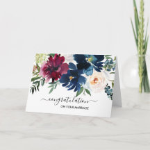 Acuarela Burgundy Navy Felicitaciones por Flor