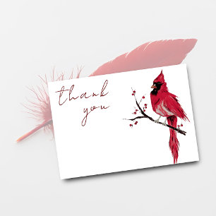 Tarjeta Acuarela Cardenal Rojo Funeral Gracias