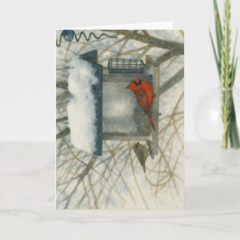 Tarjeta Acuarela Cardinal de Invierno_2
