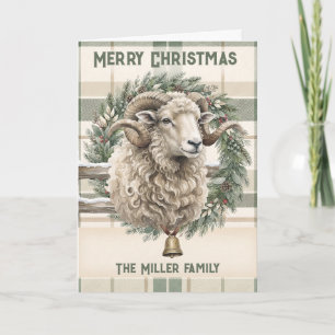 Tarjeta Acuarela Carnero Cuadro Bosque Navidad Personaliza