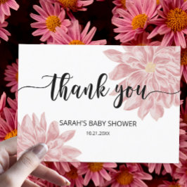 Tarjeta Acuarela Chrysanthemum ducha bebé Gracias