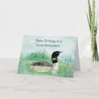 Tarjeta Acuarela Contable Nacimiento Acuático Loon Bird Na