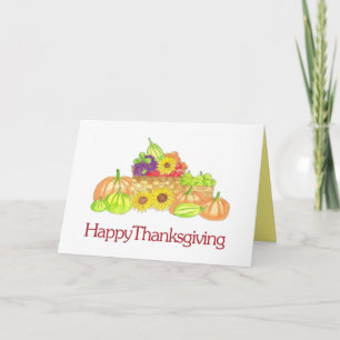 Tarjeta Acuarela Cosecha de Otoño Feliz Acción de Gracias