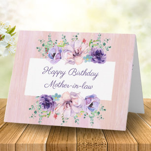 Tarjeta Acuarela Cumpleaños Feliz Suegra Floral