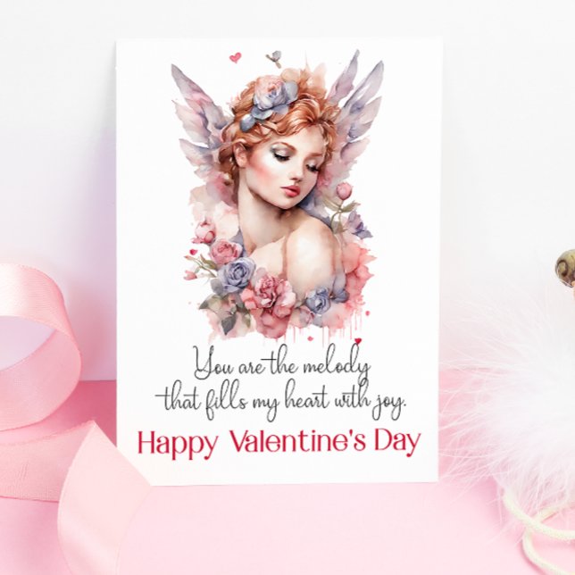 Tarjeta Acuarela Cupido Feliz Día de San Valentín (Subido por el creador)