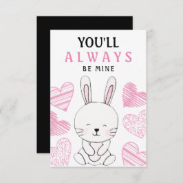 Tarjeta Acuarela Cute Bunny El día de San Valentín Saludo