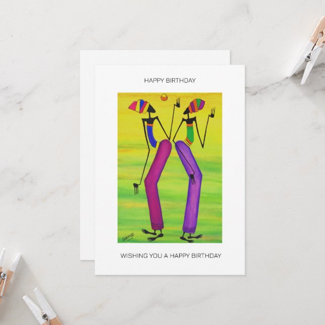 Tarjeta Acuarela Cute Tropical Cumpleaños (Anverso/Reverso In Situ)