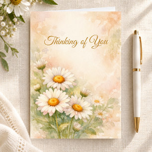 Tarjeta Acuarela Daisy Cristiano Pensando en Ti Personaliz