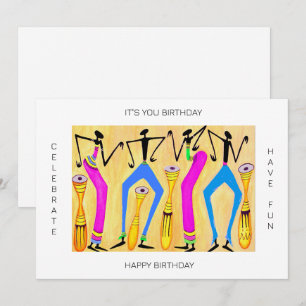 Tarjeta Acuarela de arte africano, maravilloso cumpleaños