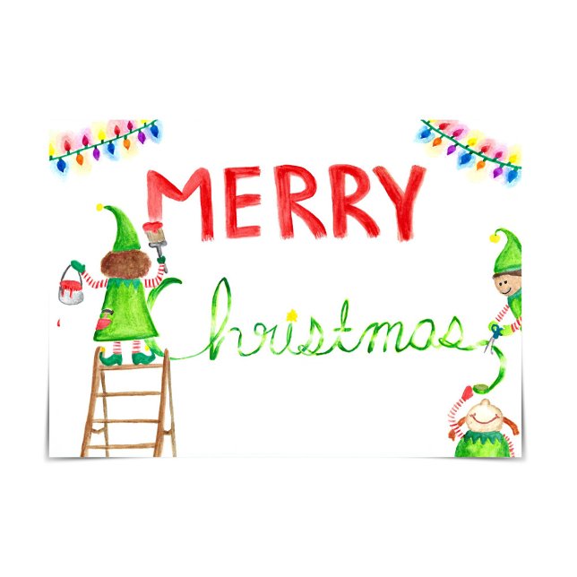 Tarjeta acuarela de arte "Feliz Navidad" (Subido por el creador)
