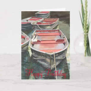 Tarjeta Acuarela de barco de fila Cumpleaños