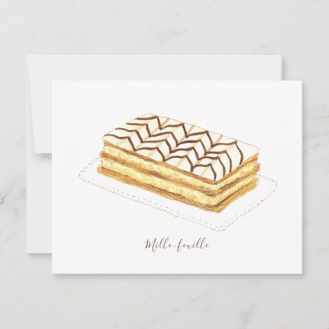 Tarjeta Acuarela de bollería de Mille-feuille (Anverso)