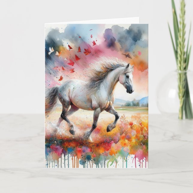 Tarjeta Acuarela de caballo todas las ocasiones (Anverso)