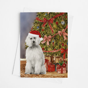 Tarjeta Acuarela de cangrejo bajo el árbol de Navidad