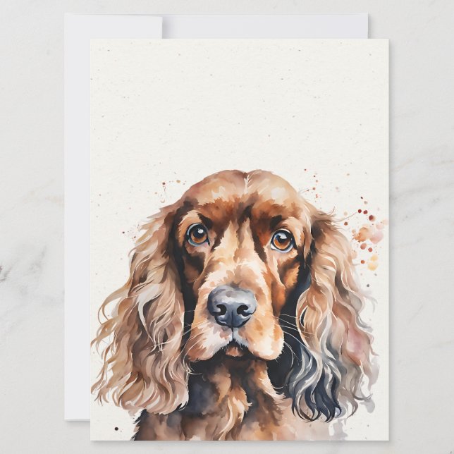 Tarjeta Acuarela de Cocker Spaniel (Anverso)