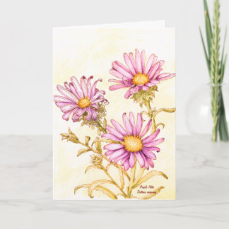 Tarjeta Acuarela de flor silvestre botánica, interior en b