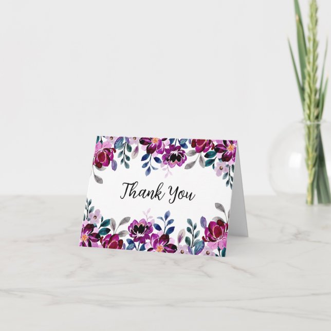 Tarjeta Acuarela De Flor Silvestre Gracias Notecard (Anverso)