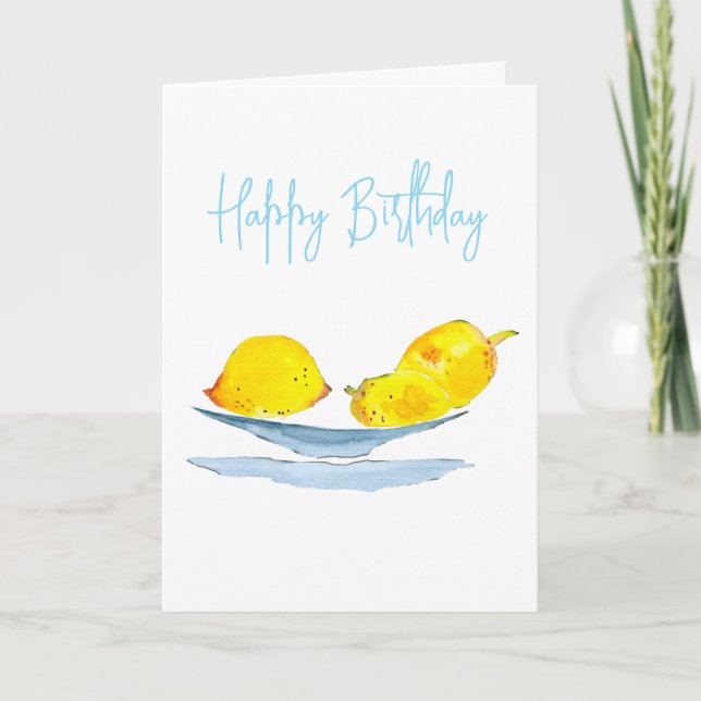 Tarjeta Acuarela de fruta amarilla de los lemones (Anverso)