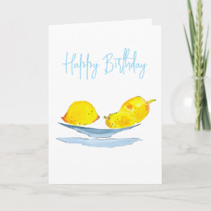 Tarjeta Acuarela de fruta amarilla de los lemones