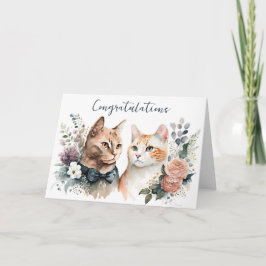 Tarjeta Acuarela de gatos bodas