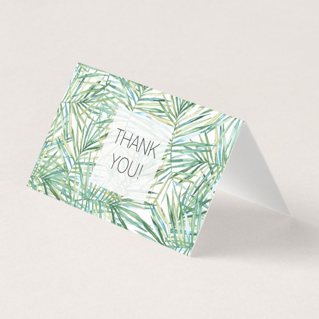 Tarjeta Acuarela de hojas verdes tropicales Gracias (Anverso)