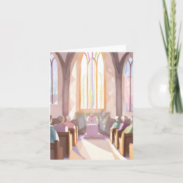 Tarjeta Acuarela de iglesia religiosa | Oración festiva