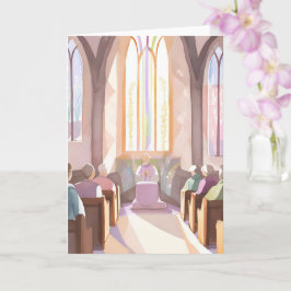 Tarjeta Acuarela de iglesia religiosa | Oración festiva