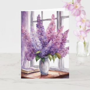 Tarjeta Acuarela de lilas para su cumpleaños