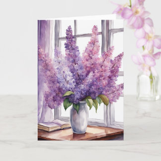 Tarjeta Acuarela de lilas para su cumpleaños